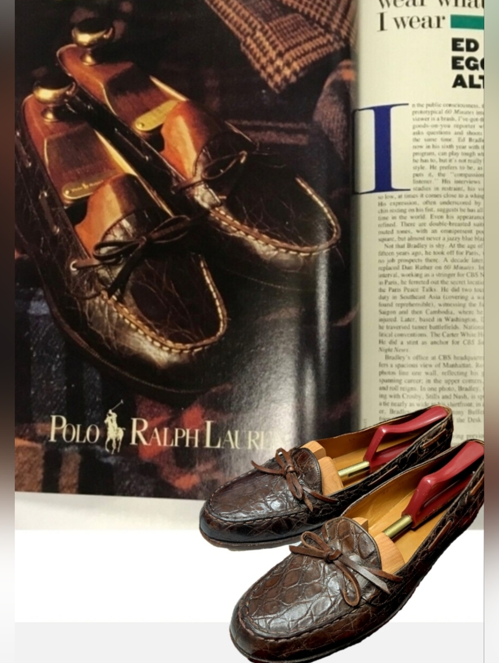 Polo by Ralph Lauren Vintage Alligator Leather Moccasin Loafers Size 11.5 Mens